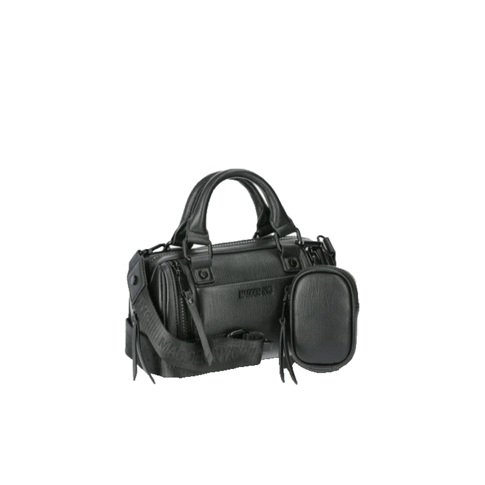 Madden NYC Core Barrel Bag, Black with coin pouch crossbody strap